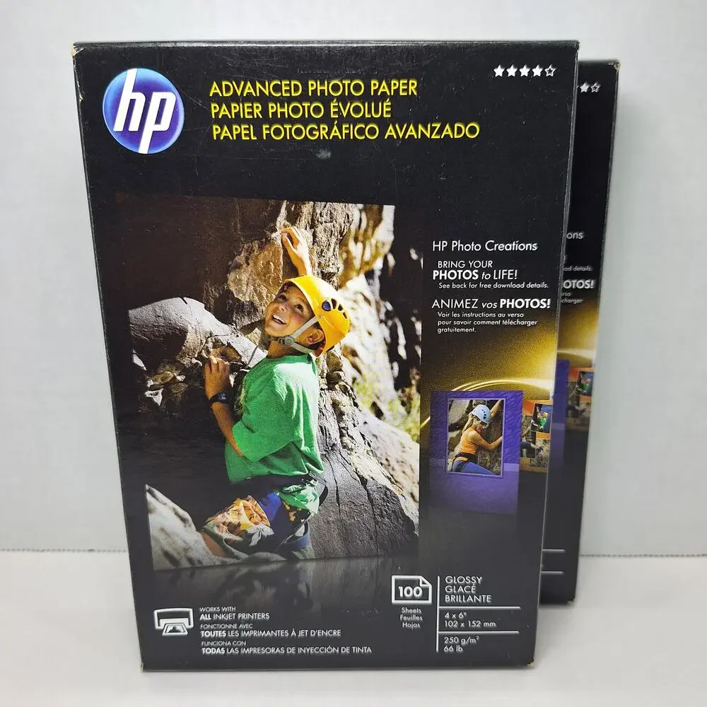 Lot Of 2 HP Advanced Photo Paper 4 x 6 Glossy Q6638A 100 Sheets Each New In Box